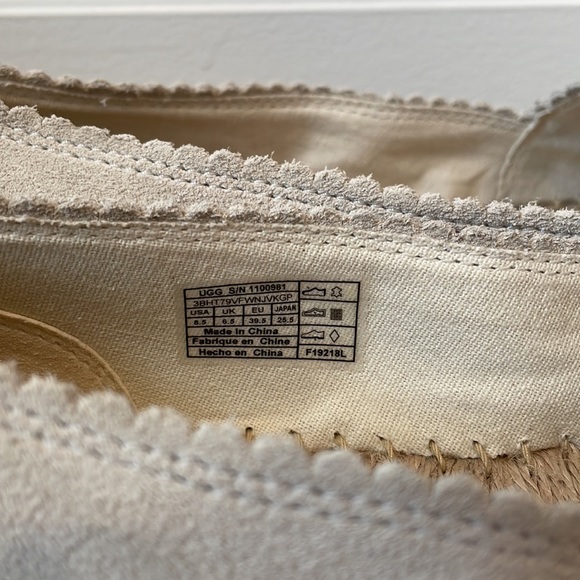 NWOT Women’s UGG Heidi Perforated Espadrille Suede Slip-on Flats Nude - Picture 7 of 11